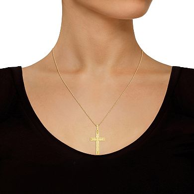 14k Gold Over Silver Cross Pendant Necklace