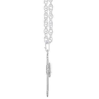 Sterling Silver Fleur De Lis Cross Pendant Necklace