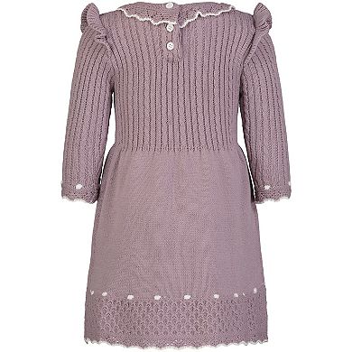 Toddler Girl Blueberi Boulevard Crochet Trim Sweater Dress