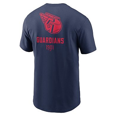 Men's Nike Navy Cleveland Guardians Large Logo Back Stack T-Shirt