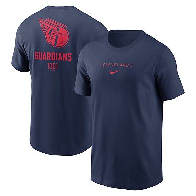 Men's Nike Navy Cleveland Guardians Large Logo Back Stack T-Shirt