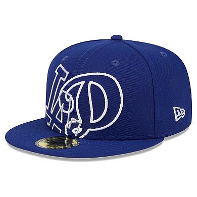Men's New Era Royal Los Angeles Dodgers Game Day Overlap 59FIFTY Fitted Hat