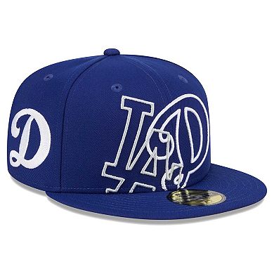 Men's New Era Royal Los Angeles Dodgers Game Day Overlap 59FIFTY Fitted Hat