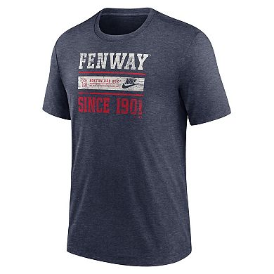 Men's Nike Heather Navy Boston Red Sox Cooperstown Collection Local Stack Tri-Blend T-Shirt