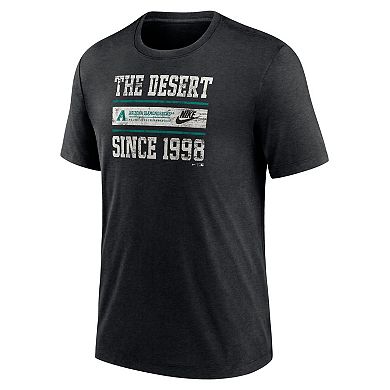 Men's Nike Heather Black Arizona Diamondbacks Cooperstown Collection Local Stack Tri-Blend T-Shirt