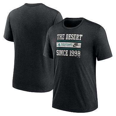 Men's Nike Heather Black Arizona Diamondbacks Cooperstown Collection Local Stack Tri-Blend T-Shirt