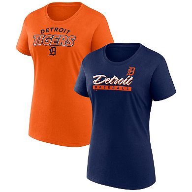Women's Fanatics Branded Navy/Orange Detroit Tigers Risk T-Shirt Combo Pack