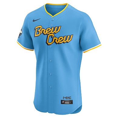 Men's Nike  Powder Blue Milwaukee Brewers City Connect Elite Jersey