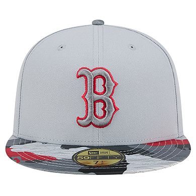 Men's New Era Gray Boston Red Sox Active Team Camo 59FIFTY Fitted Hat