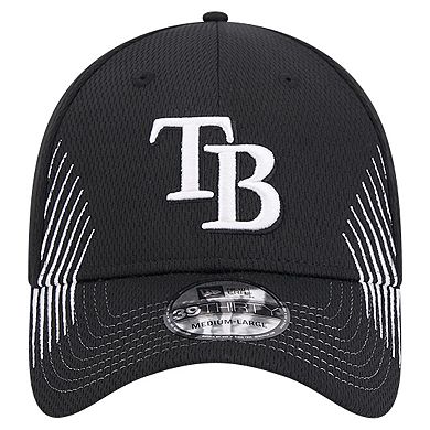 Men's New Era Black Tampa Bay Rays Active Dash Mark 39THIRTY Flex Hat