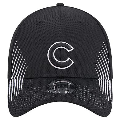 Men's New Era Black Chicago Cubs Active Dash Mark 39THIRTY Flex Hat