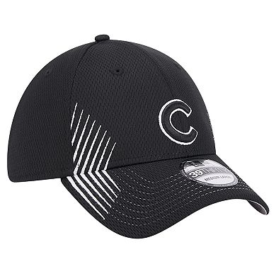 Men's New Era Black Chicago Cubs Active Dash Mark 39THIRTY Flex Hat