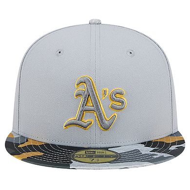 Men's New Era Gray Oakland Athletics Active Team Camo 59FIFTY Fitted Hat