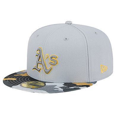 Men's New Era Gray Oakland Athletics Active Team Camo 59FIFTY Fitted Hat