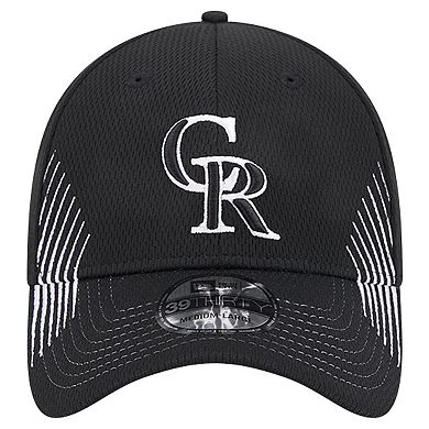 Men's New Era Black Colorado Rockies Active Dash Mark 39THIRTY Flex Hat