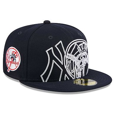 Men's New Era Navy New York Yankees Game Day Overlap 59FIFTY Fitted Hat