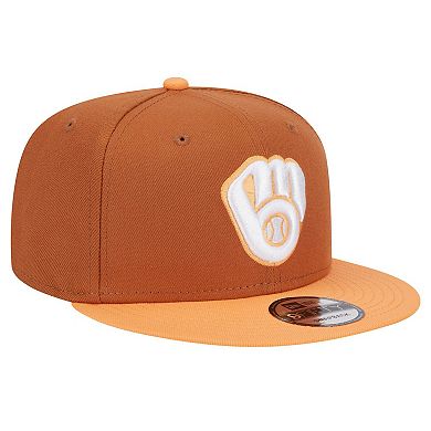 Men's New Era Brown Milwaukee Brewers Spring Color Two-Tone 9FIFTY Snapback Hat