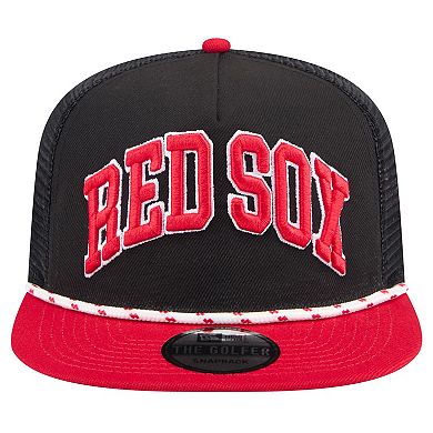 Men's New Era Black Boston Red Sox Throwback Meshback Golfer Hat