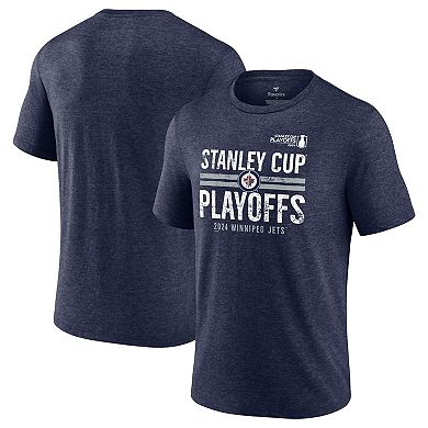 Men's Fanatics Branded  Navy Winnipeg Jets 2024 Stanley Cup Playoffs Crossbar Tri-Blend T-Shirt