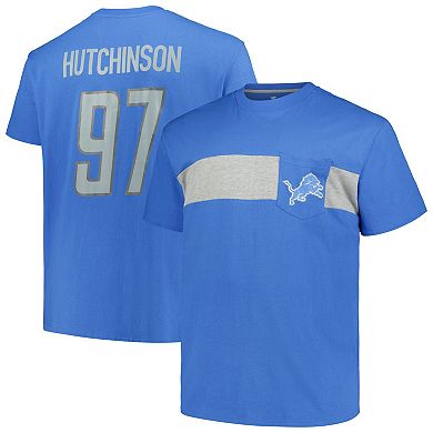 Men's Fanatics Branded Aidan Hutchinson Blue Detroit Lions Big & Tall T-Shirt
