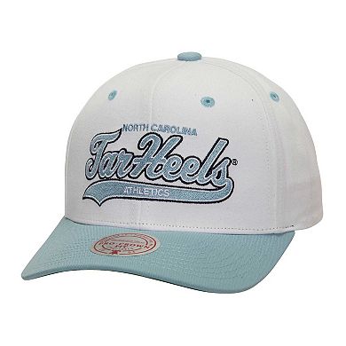 Men's Mitchell & Ness White/Carolina Blue North Carolina Tar Heels Tail Sweep Pro Snapback Hat