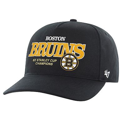 Men's '47 Black Boston Bruins 6X Stanley Cup Champions Penalty Box Hitch Adjustable Hat