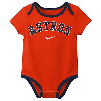 Newborn Nike Houston Astros Three-Pack Bodysuit Set