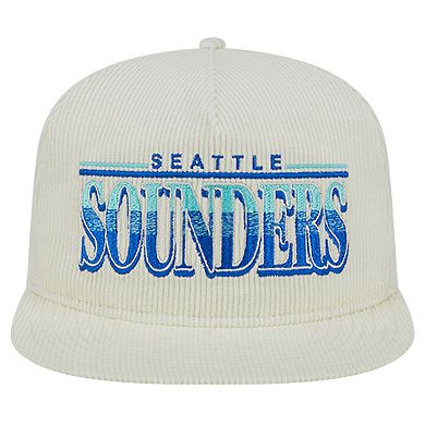 Men's New Era White Seattle Sounders FC Throwback Corduroy Golfer Adjustable Hat