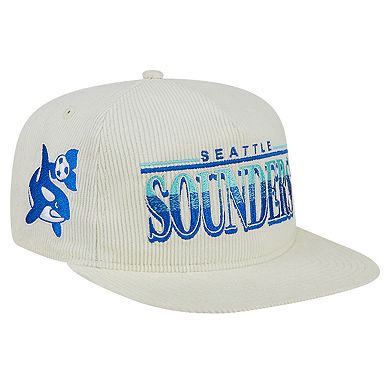 Men's New Era White Seattle Sounders FC Throwback Corduroy Golfer Adjustable Hat