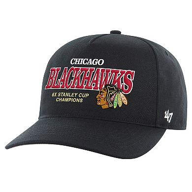 Men's '47 Black Chicago Blackhawks 6X Stanley Cup Champions Penalty Box Hitch Adjustable Hat