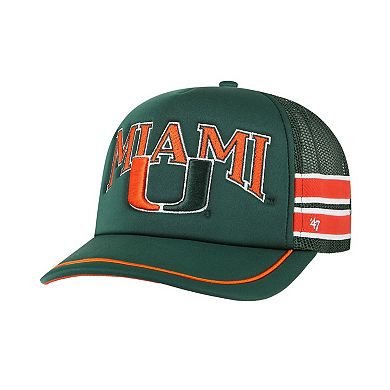 Men's '47 Green Miami Hurricanes Sideband Trucker Adjustable Hat