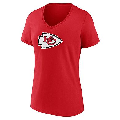 Women's Fanatics Branded Red Kansas City Chiefs Plus Size Mother's Day #1 Mom V-Neck T-Shirt