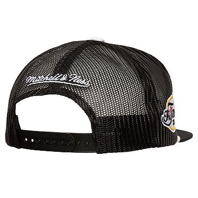Men's Mitchell & Ness Black Boston Celtics Roper Meshback Trucker Snapback Hat