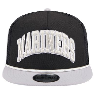 Men's New Era Black Seattle Mariners Throwback Meshback Golfer Hat