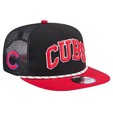 Men's New Era Black Chicago Cubs Throwback Meshback Golfer Hat