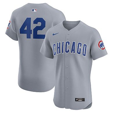 Men's Nike Gray Chicago Cubs Road 2024 Jackie Robinson Day Elite Jersey