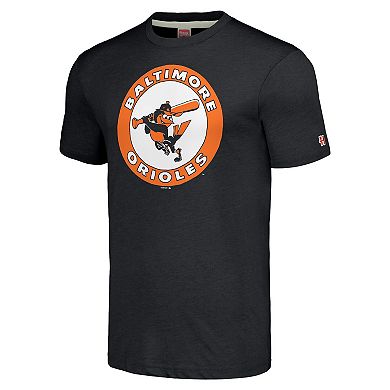 Men's Homage Charcoal Baltimore Orioles Cooperstown Collection Hand-Drawn Logo Tri-Blend T-Shirt