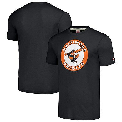 Men's Homage Charcoal Baltimore Orioles Cooperstown Collection Hand-Drawn Logo Tri-Blend T-Shirt