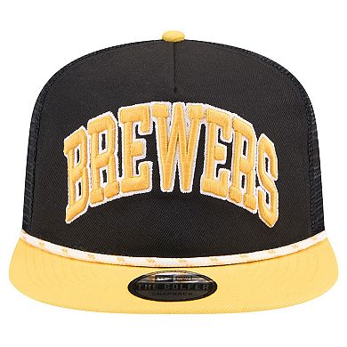 Men's New Era Black Milwaukee Brewers Throwback Meshback Golfer Hat
