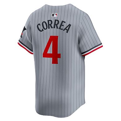 Men's Nike Carlos Correa Gray Minnesota Twins Road Limited Player Jersey