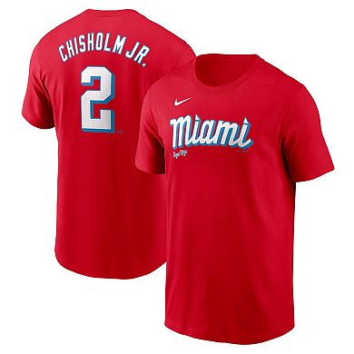 Men's Nike Jazz Chisholm Jr.Â Red Miami Marlins City Connect Fuse Name & Number T-Shirt