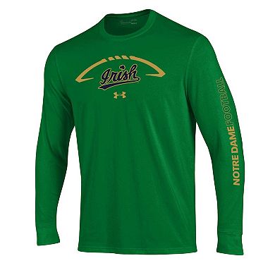 Men's Under Armour Kelly Green Notre Dame Fighting Irish Football Icon Performance Long Sleeve T-Shirt