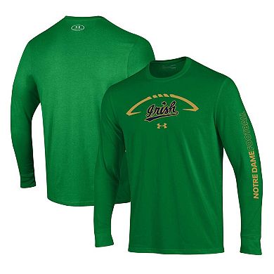 Men's Under Armour Kelly Green Notre Dame Fighting Irish Football Icon Performance Long Sleeve T-Shirt