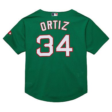 Youth Mitchell & Ness David Ortiz Green Boston Red Sox Cooperstown CollectionÂ Mesh Batting Practice Jersey