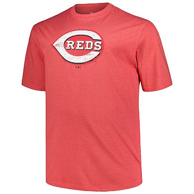 Men's Profile Heather Red Cincinnati Reds Big & Tall Weathered Logo T-Shirt