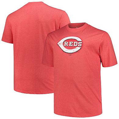 Men's Profile Heather Red Cincinnati Reds Big & Tall Weathered Logo T-Shirt