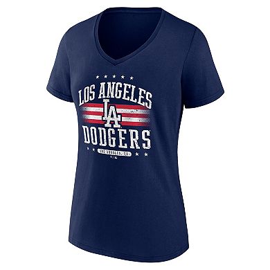 Women's Fanatics Branded Navy Los Angeles Dodgers Americana V-Neck T-Shirt