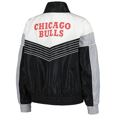 Women's The Wild Collective Black Chicago Bulls Courtside Half-Zip Track Jacket