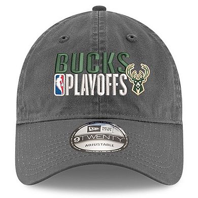 Men's New Era Gray Milwaukee Bucks 2024 NBA Playoffs 9TWENTY Adjustable Hat