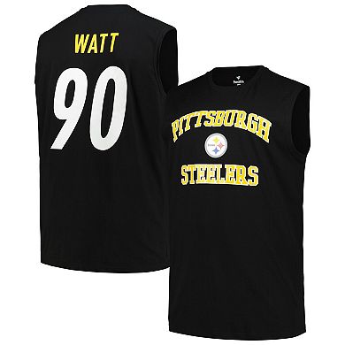 Men's Fanatics Branded T.J. Watt Black Pittsburgh Steelers Big & Tall Muscle Tank Top